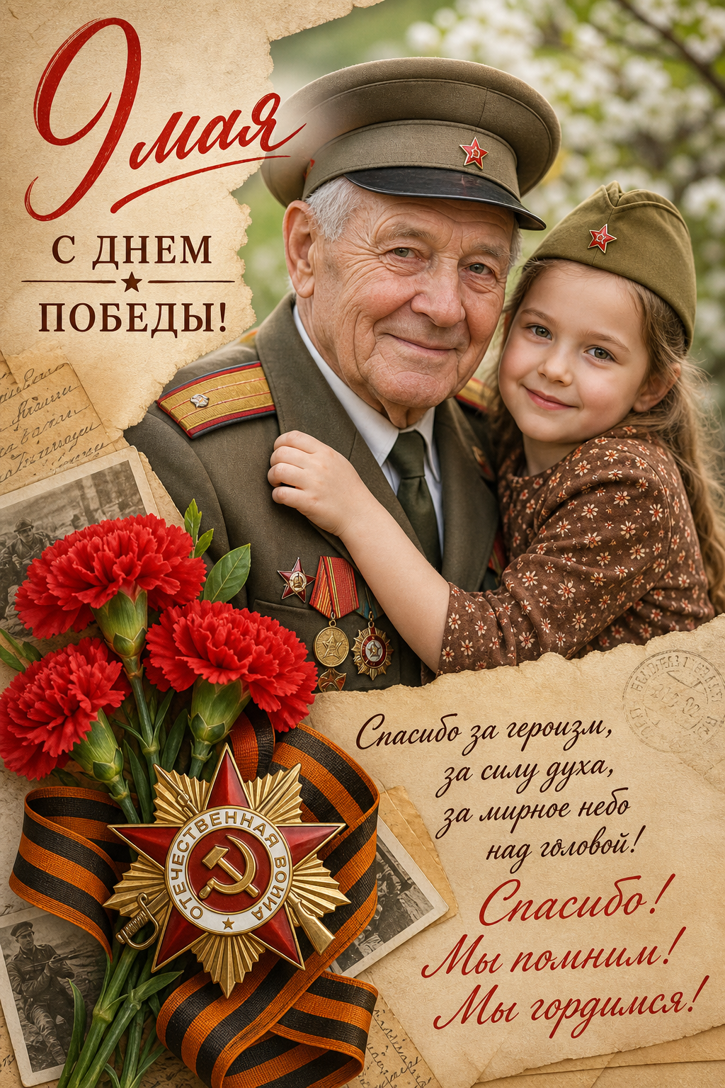 Классическая открытка ко Дню Победы с фото