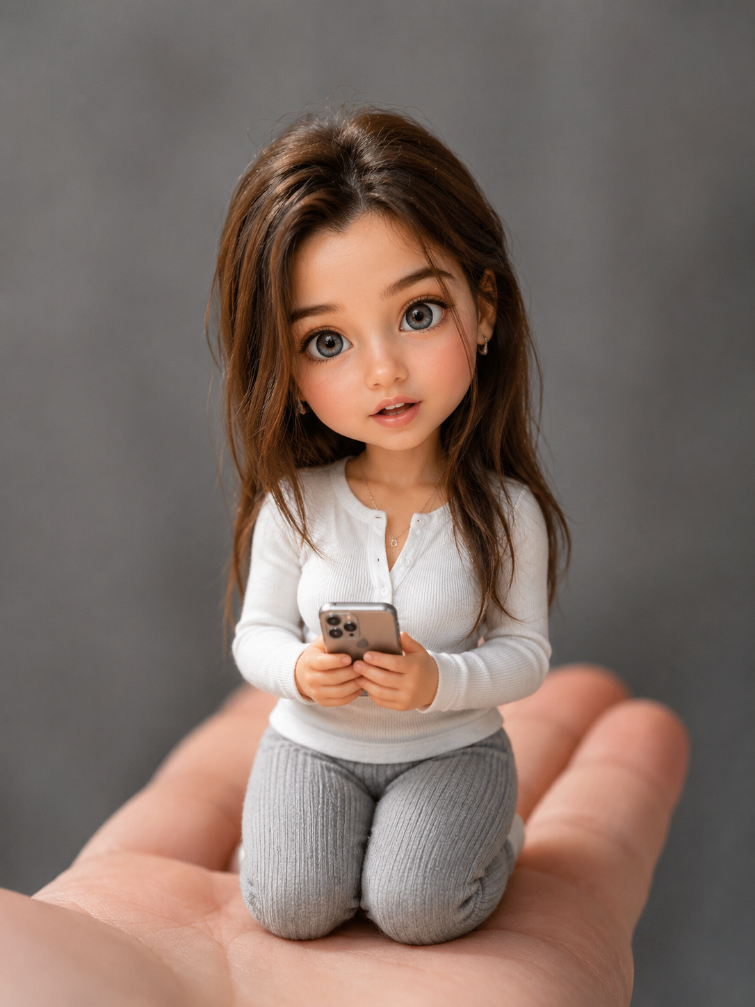 Миниатюрная chibi-кукла на ладони по фото человека