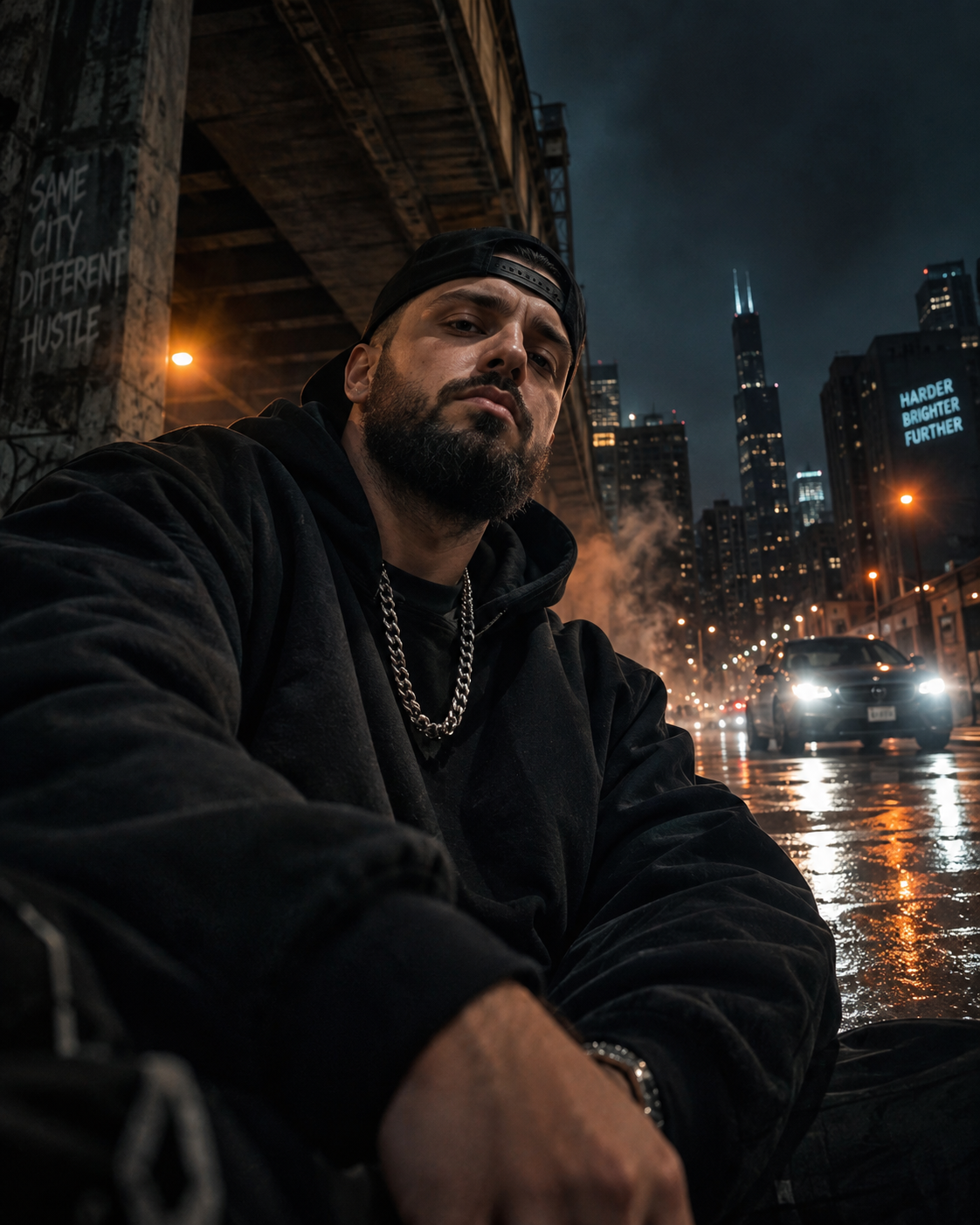 Кинематографичный ночной портрет в стиле Moody Streetwear