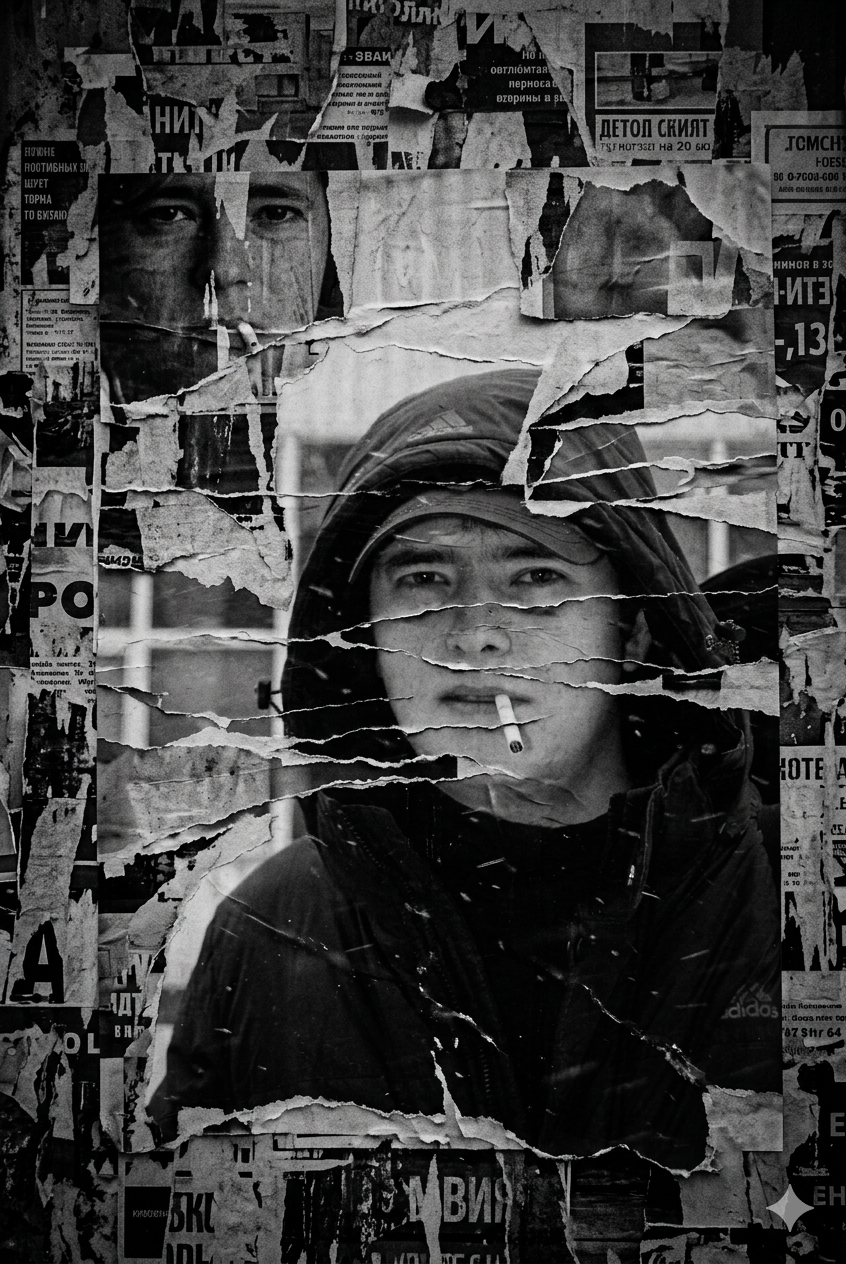 Потрепанный, порванный постер