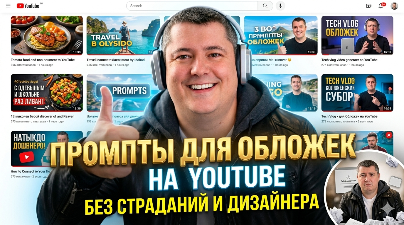 Промпт для обложки на youtube на тему "нашел решение"